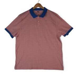 Free Assembly Polo Shirt Mens XL Red Striped Contrast Collar Short Sleeve New